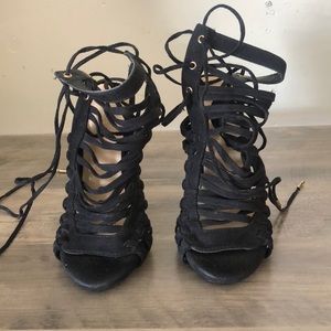 Black strappy heels